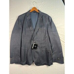 Q by Flynt Blazer Mens Size 48R Booth Jacket Navy 2 Button Single-Breasted